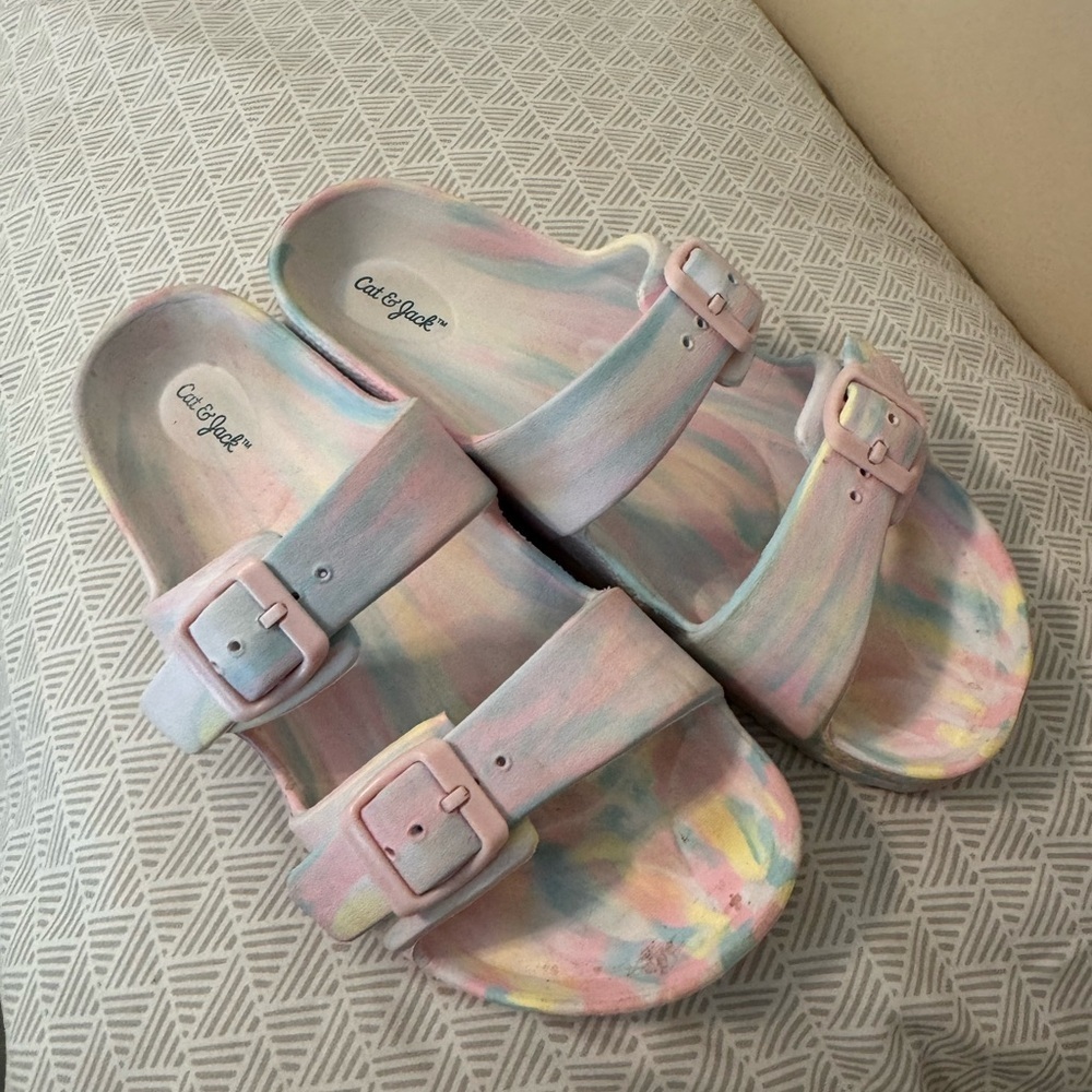 Cat & Jack Pink and Blue Sandals with Buckle Straps
